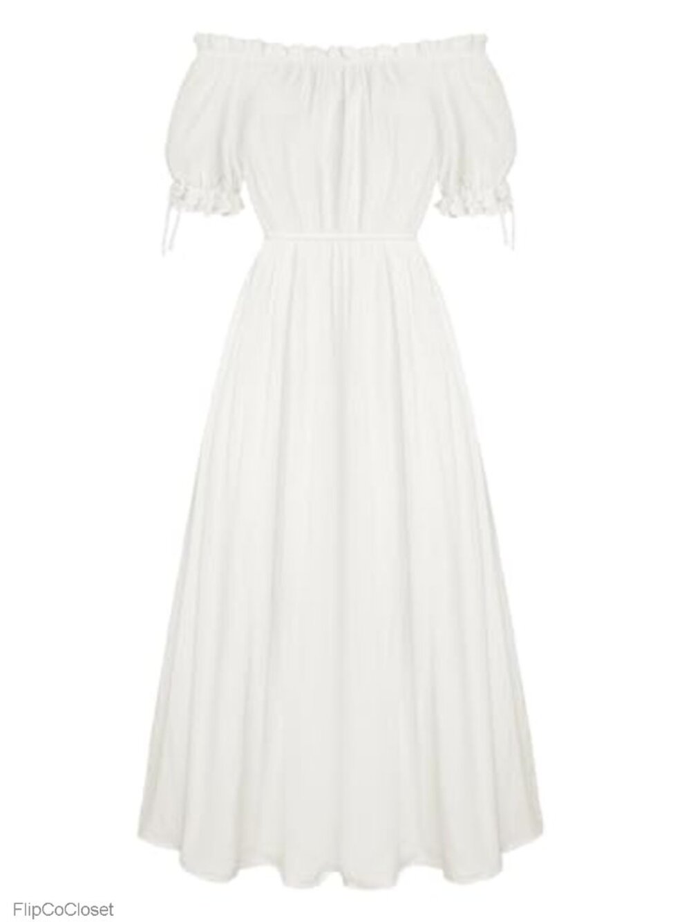 Renaissance Maxi Dress Women Fairy Peasant Medieval Costume Cotton Pockets